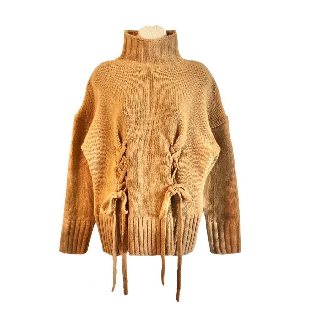 Cinq A Sept Rhea Lace-Up Sweater Butterscotch